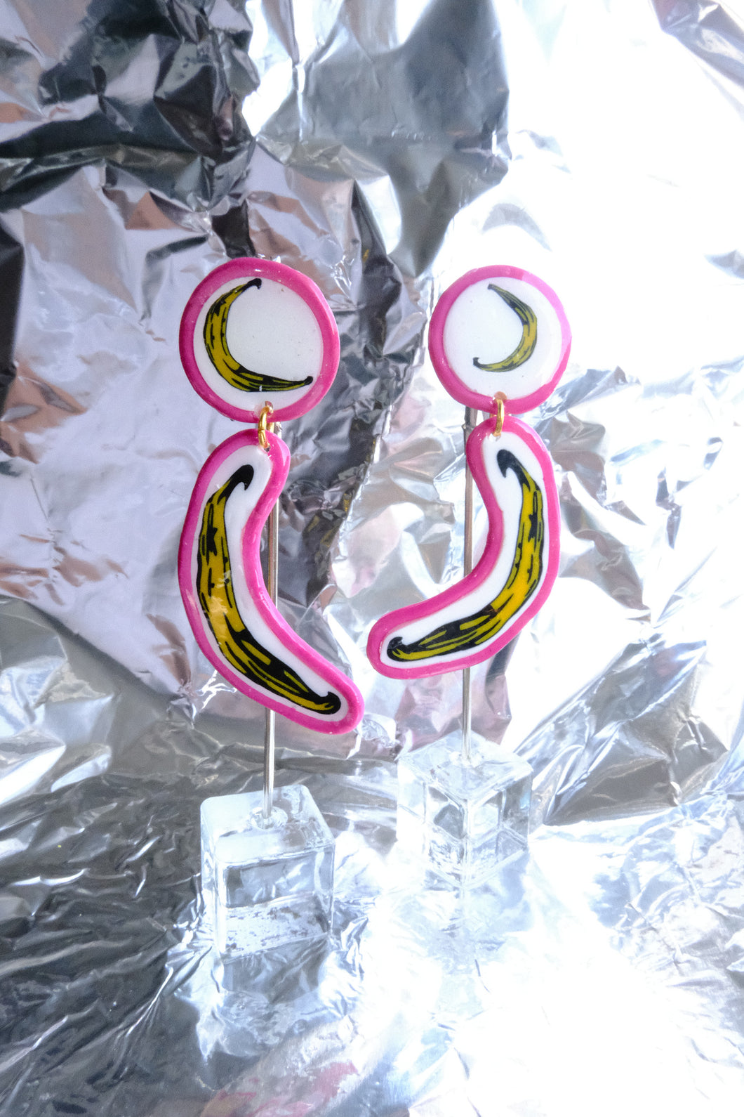 Pink Bananas Earring - Warhol Inspired