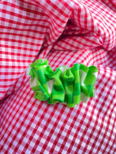 Load image into Gallery viewer, Green Gingham Draped -  Hair Barrettes
